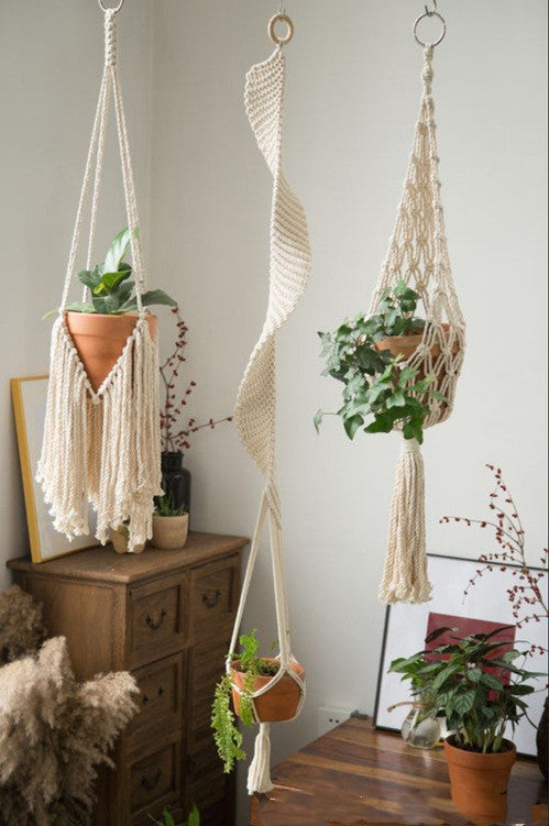 hanging plant net Boho Hanging Plant Holder Net Bag – Mirovoa